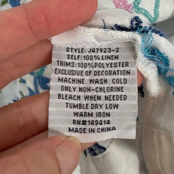 Johnny Was Oriel Linen Cropped Embroidered Open Front Kimono Small - Picture 7 of 7